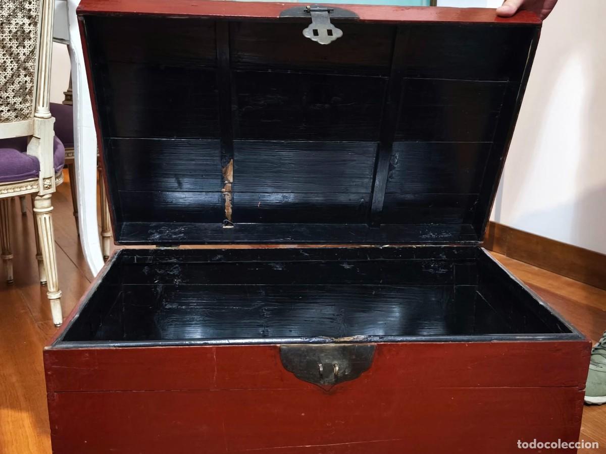 Antig&uuml;edades: Ba&uacute;l oriental lacado rojo Hambel - Foto 2