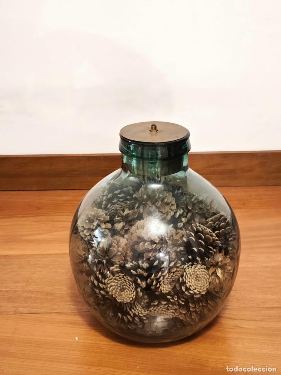Antig&uuml;edades: Lampara artesanal de cristal con pi&ntilde;as