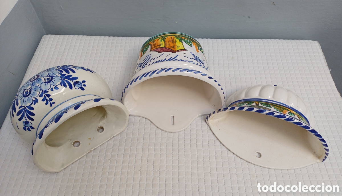 Antig&uuml;edades: Lote de 3 maceteros. Cer&aacute;mica esmaltada - Foto 6