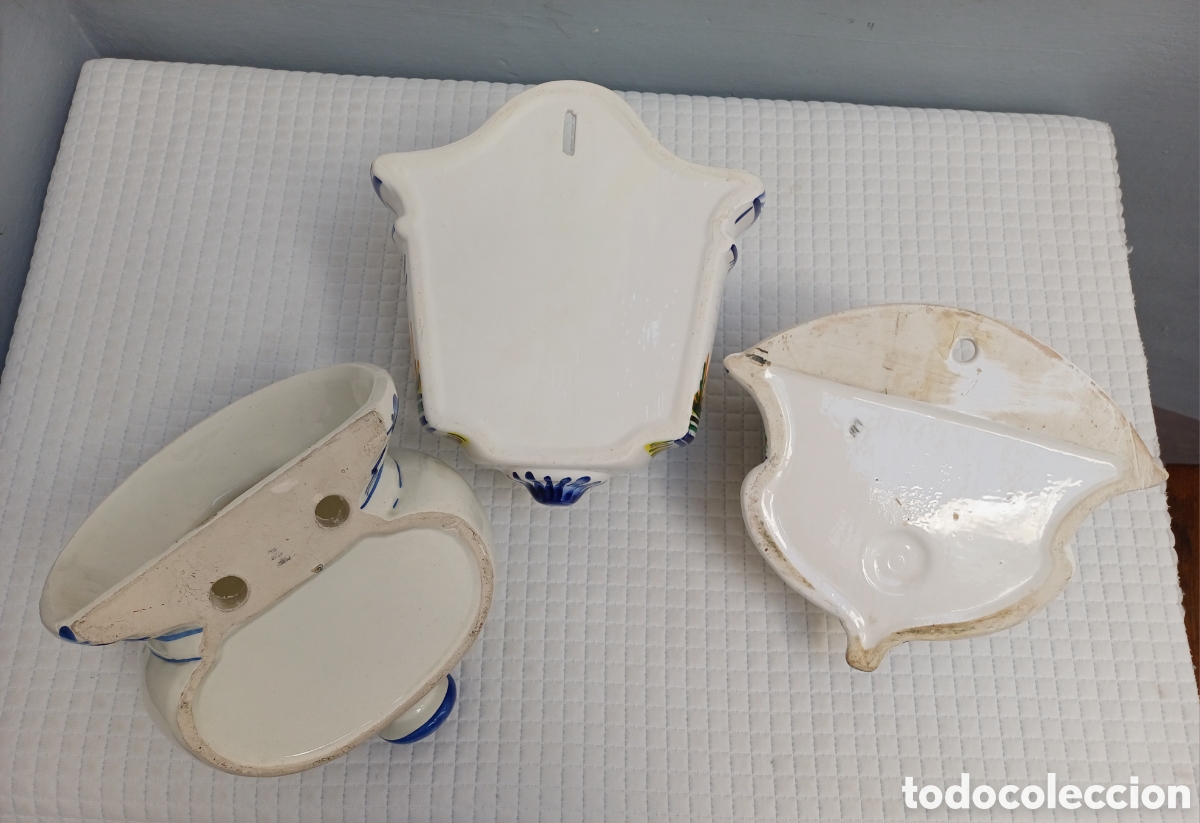 Antig&uuml;edades: Lote de 3 maceteros. Cer&aacute;mica esmaltada - Foto 7