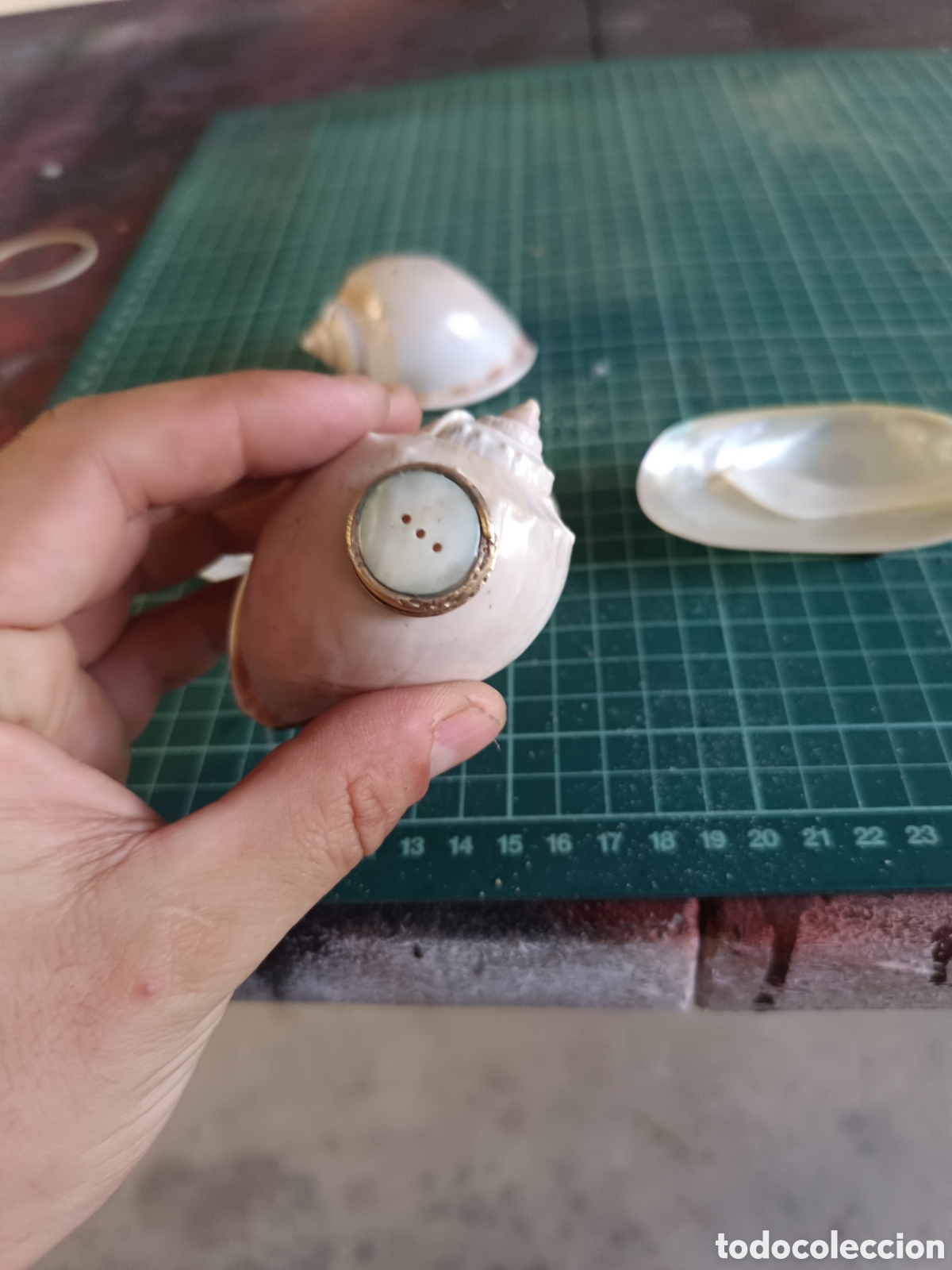 Antig&uuml;edades: Set de salpimentero y cucharas de nacar - Foto 4