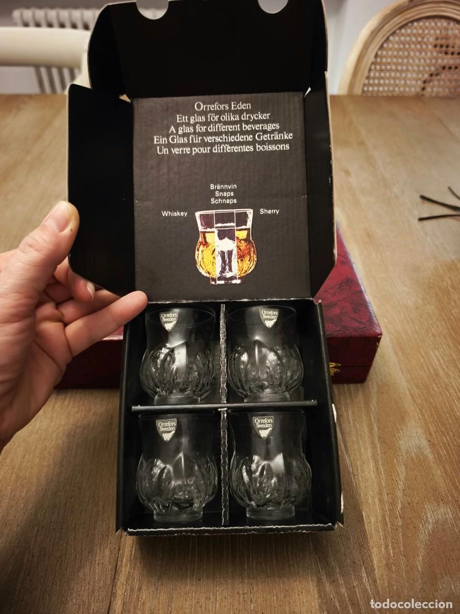 Antig&uuml;edades: Juego de Vasos de Cristal Escandinavo Orrefors Modelo Eden