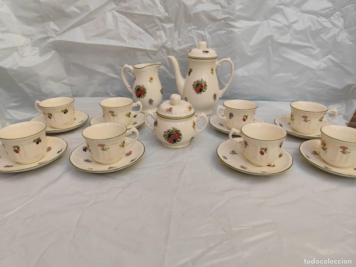 Antig&uuml;edades: Juego de caf&eacute; San Claudio Flores y Frutas, 8 servicios, 19 piezas, a&ntilde;os 90