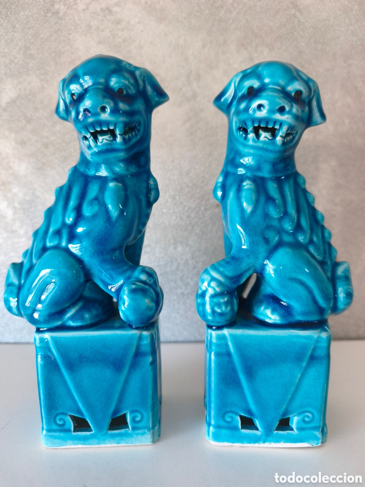 Antig&uuml;edades: PAREJA DE PERROS FOO FENG SHUI ARTE ASI&Aacute;TICO