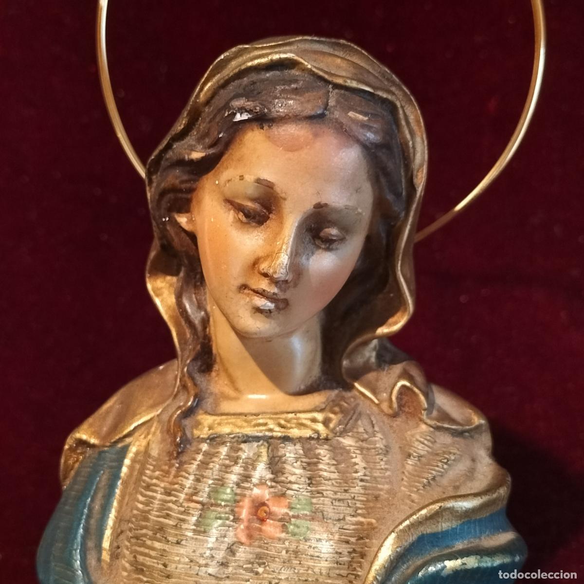 Antig&uuml;edades: BUSTO DEVOCIONAL EN MINIATURA DE LA VIRGEN MAR&Iacute;A. - Foto 4