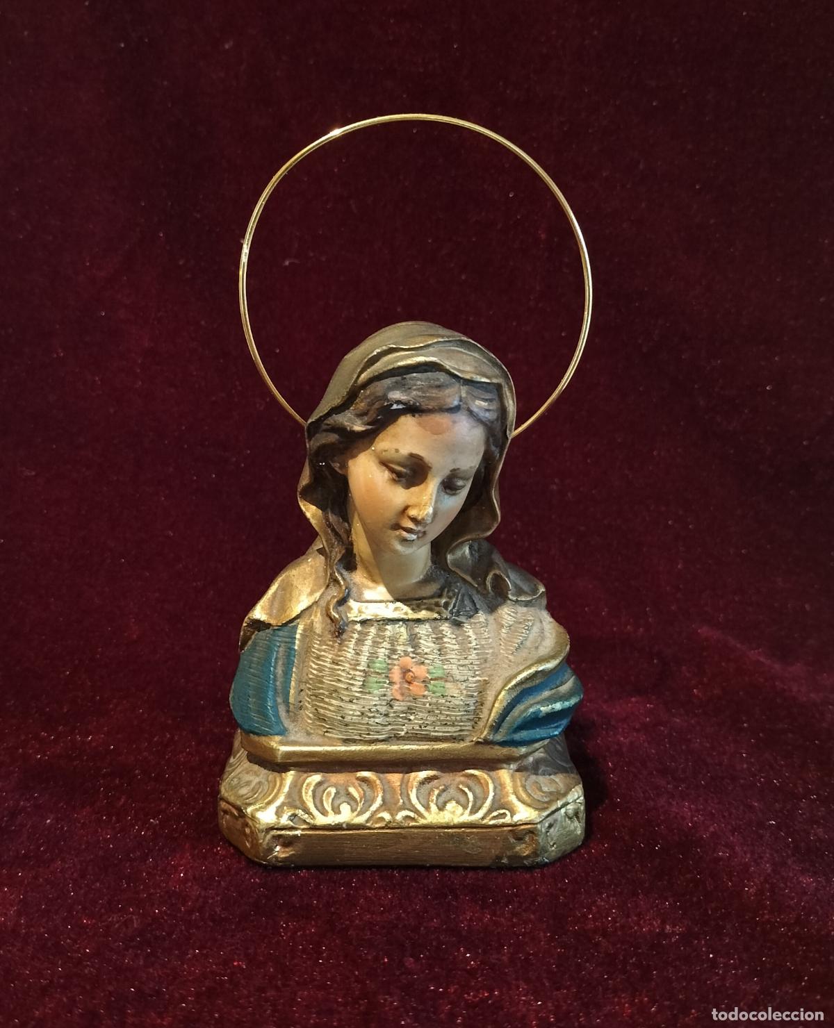 Antig&uuml;edades: BUSTO DEVOCIONAL EN MINIATURA DE LA VIRGEN MAR&Iacute;A. - Foto 1