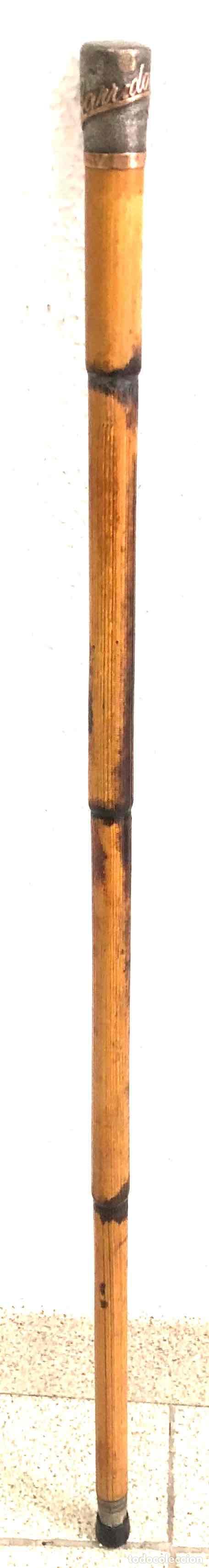 Antig&uuml;edades: BASTON EN MADERA CON EMPU&Ntilde;ADURA DE METAL CINCELADO Y DECORACI&Oacute;N MODERNISTA. A&Ntilde;O 1906