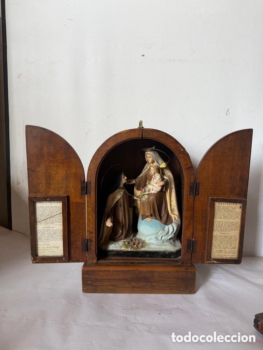 Antig&uuml;edades: ANTIGUA CAPILLA DOMICILIARIA LIMOSNERA CON ASA Y HUCHA. VIRGEN CARMEN