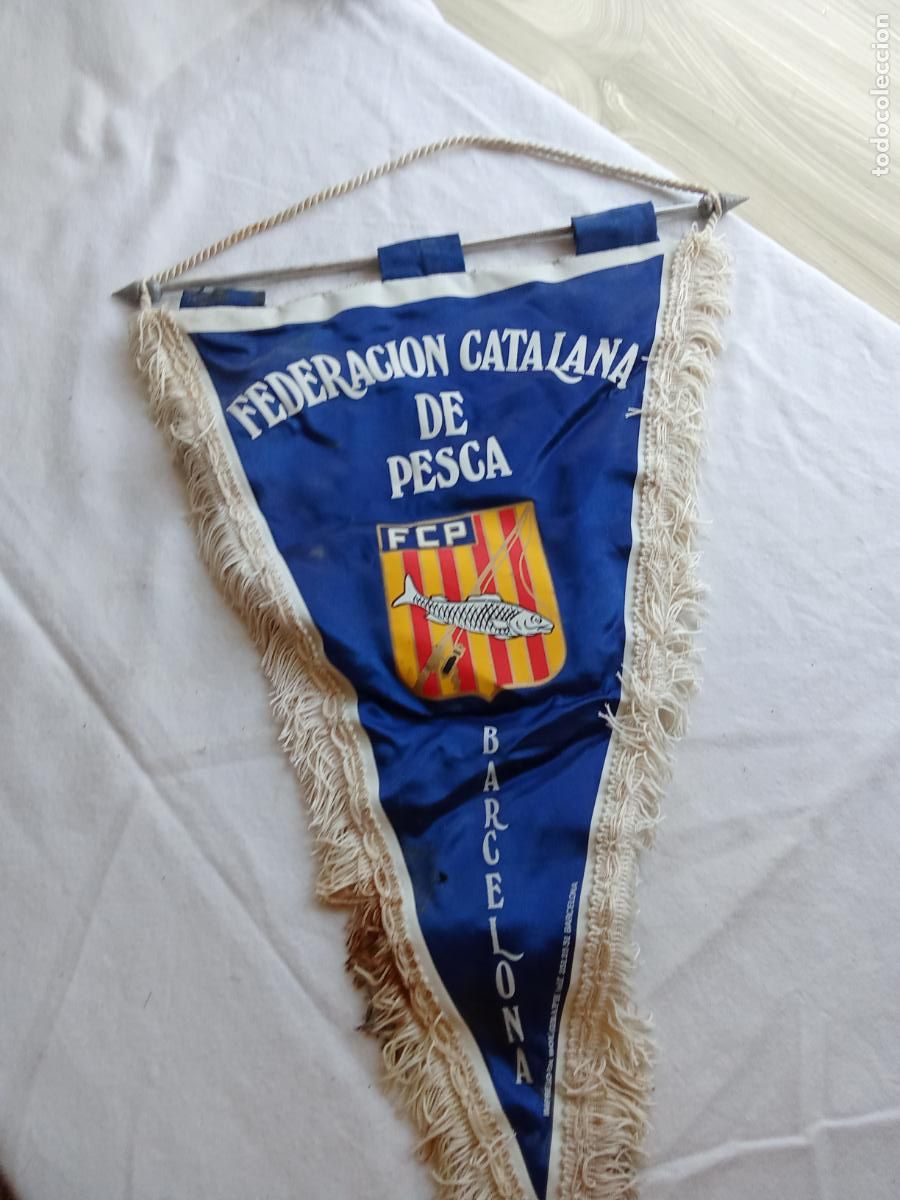 Antig&uuml;edades: Bandera tela federaci&oacute;n catalana de pesca, Barcelona FCP, unico. Estanteria correos