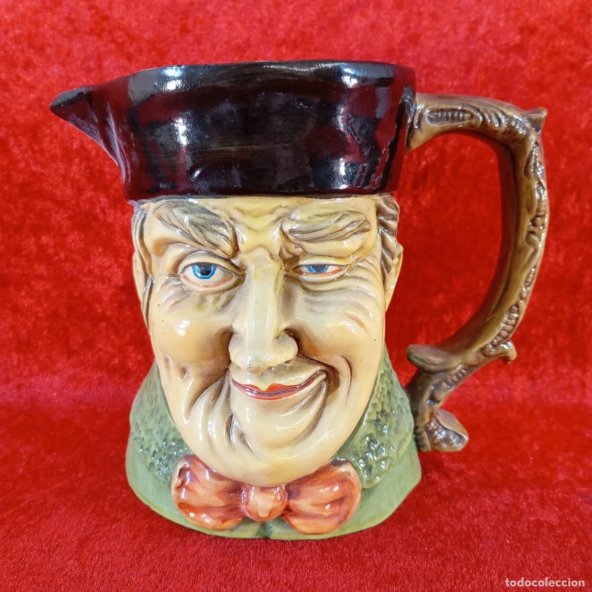Antig&uuml;edades: JARRA VINTAGE DE CERAMICA - ESTILO TOBY - PINTADA A MANO - SIGLO XX - 16 CM DE ALTO