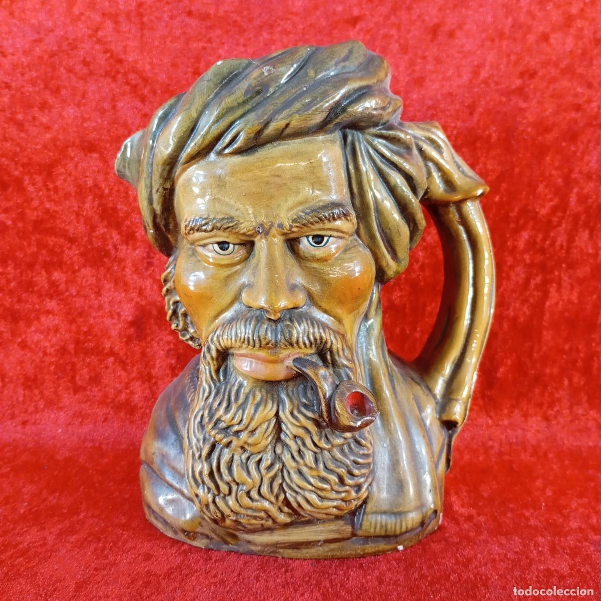 Antiquit&eacute;s: JARRA VINTAGE DE CERAMICA - ESTILO TOBY - PINTADA A MANO - SIGLO XX - 18,5 CM DE ALTO