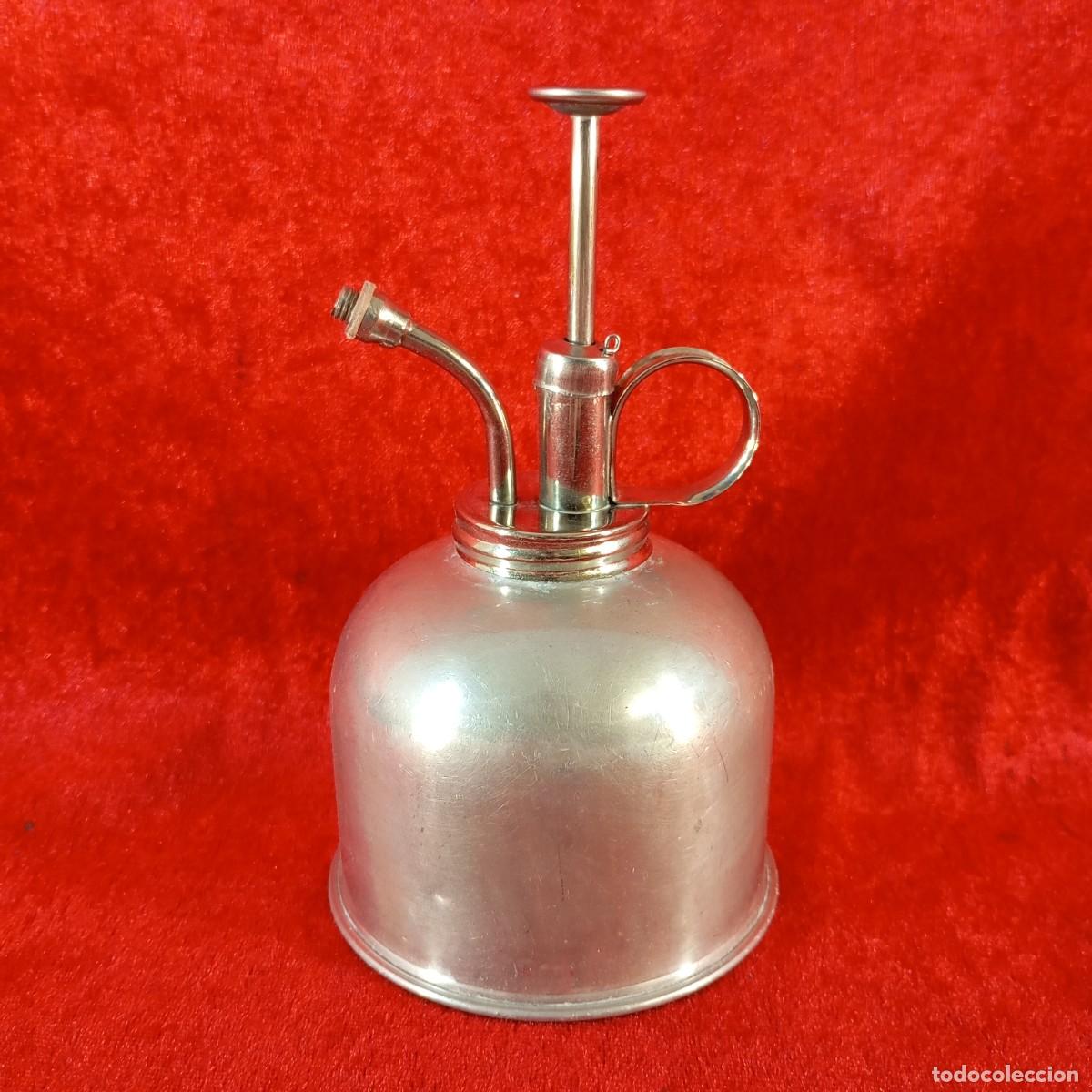 Antig&uuml;edades: PULVERISADOR METALICO VINTAGE PARA PLANTAS - ACABADO CROMADO Y LAT&Oacute;N MACIZO - 14,5 CM DE ALTO
