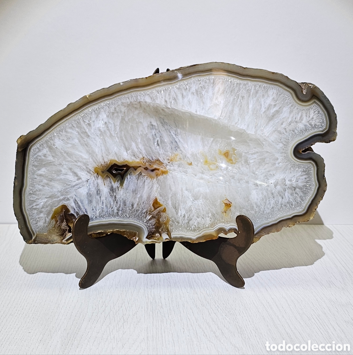 Antig&uuml;edades: L&aacute;mina de &Aacute;gata Natural Pulida con Geoda - 24cm 1,83kg