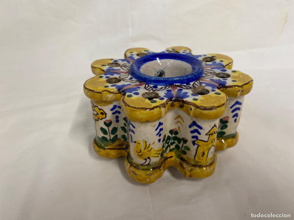 Antig&uuml;edades: TINTERO ANTIGUO EN CER&Aacute;MICA TIPO TALAVERA.