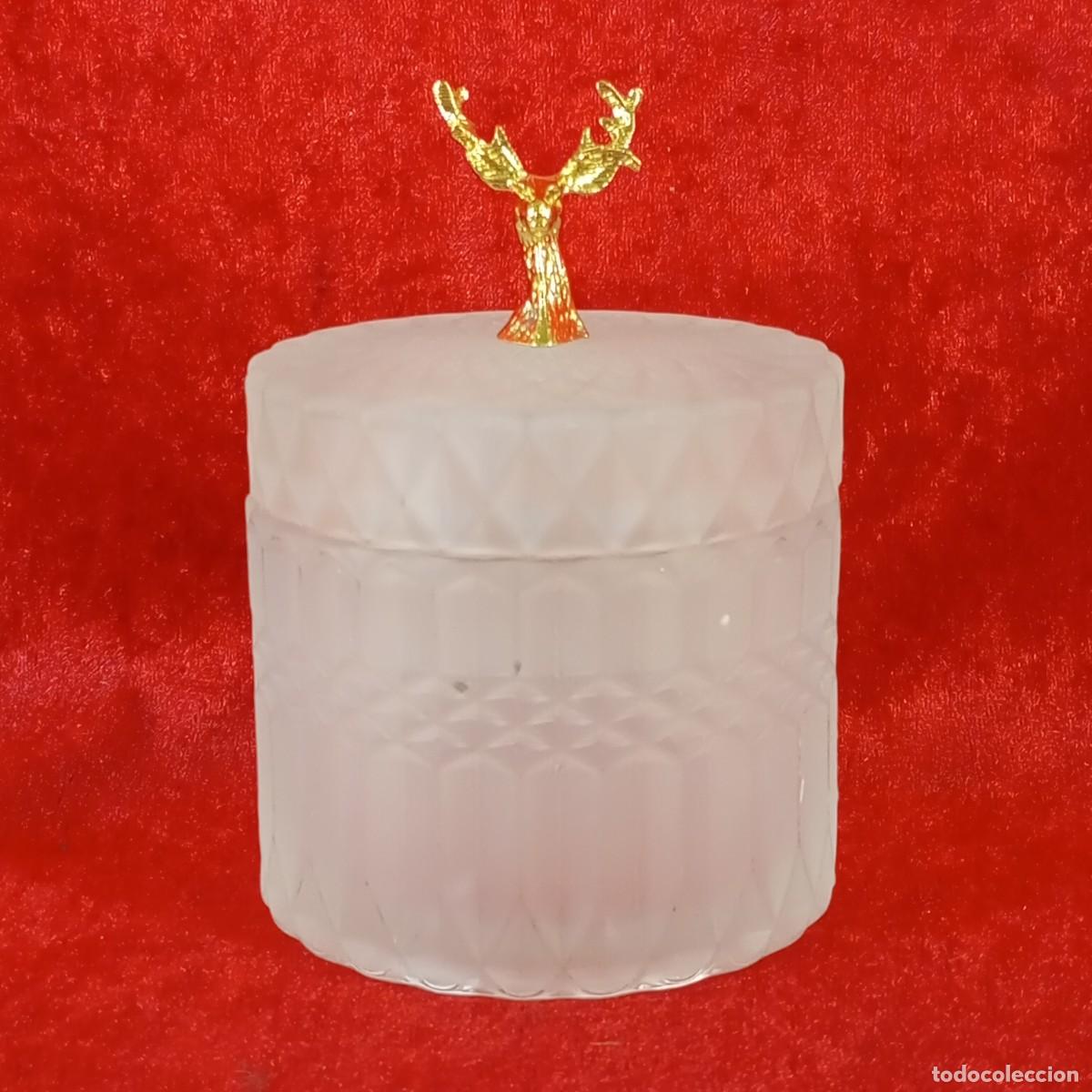 Antig&uuml;edades: PORTAVELAS DE VIDRIO VINTAGE - ESMERILADO - RELIEVE TEXTURIZADO - 8,8 CM DIAMETRO - 12,5 CM DE ALTO