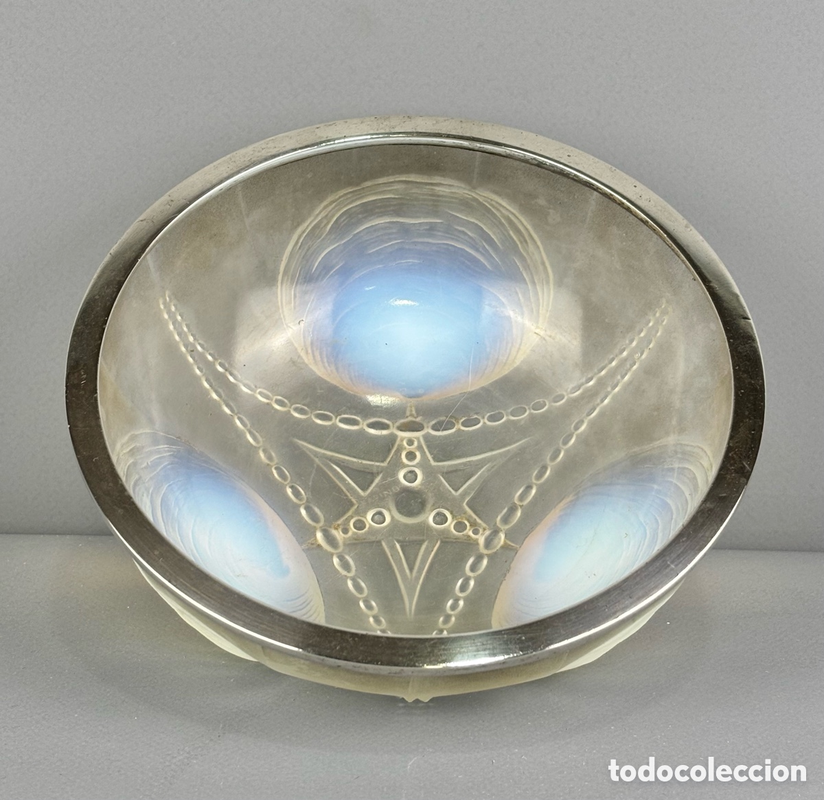 Antig&uuml;edades: CENTRO DE CRISTAL Y PLATA ART D&Eacute;CO- MARIUS ERNEST SABINO - TEMATICA MARINA