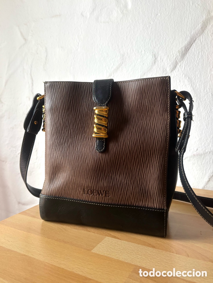 Antig&uuml;edades: Loewe bolso vintage marr&oacute;n y negro Velazquez
