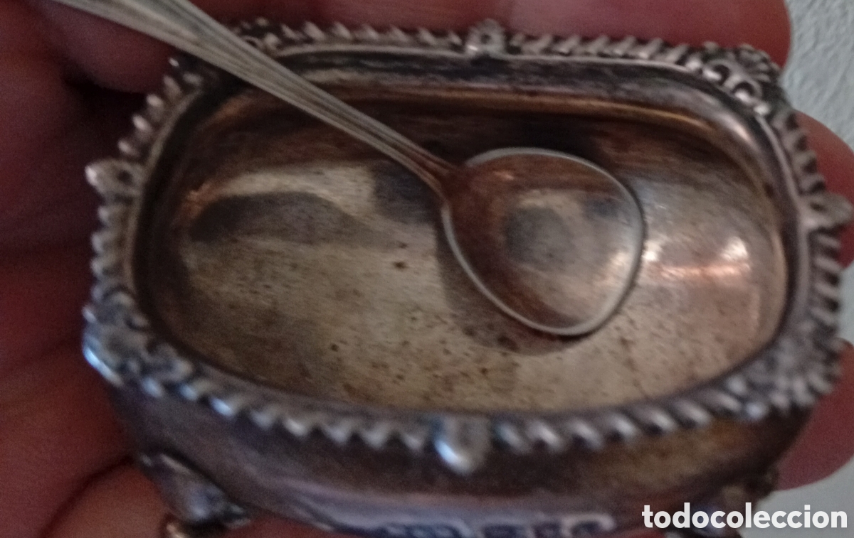 Antig&uuml;edades: Plata de ley Inglaterra peque&ntilde;a salsera de colecci&oacute;n
