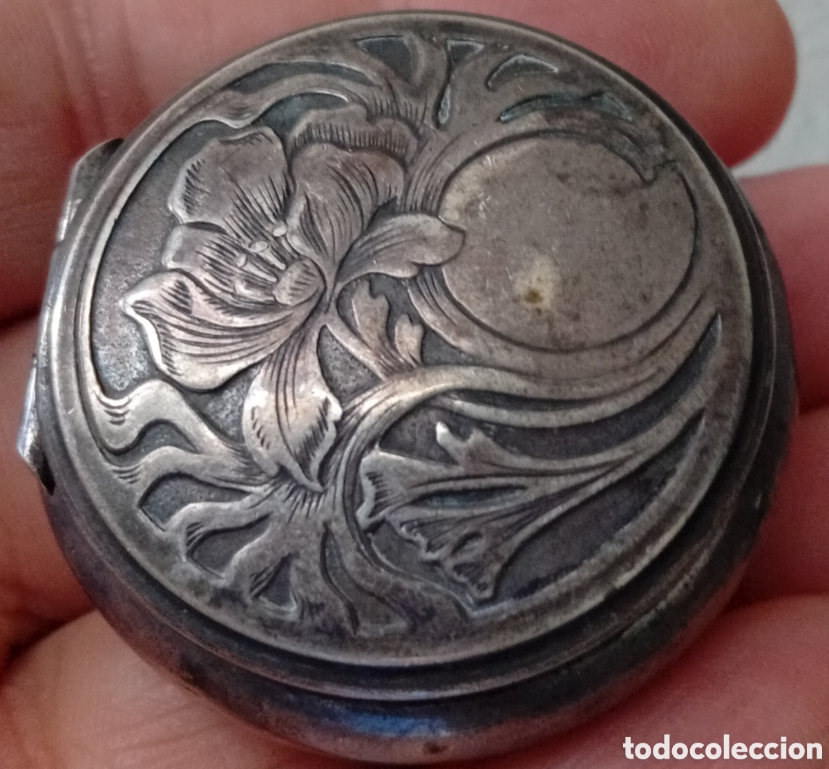 Antig&uuml;edades: Plata de ley antigua cajita pastillero