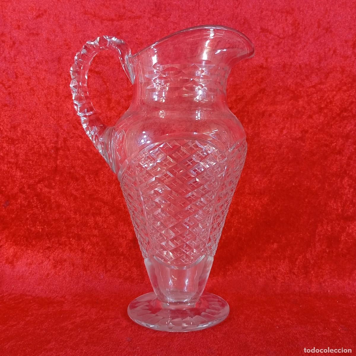 Antig&uuml;edades: ANTIGUA JARRA DE AGUA - CRISTAL TALLADO - TALLADO EN DIAMANTE - SIGLO XX - 26 CM DE ALTO