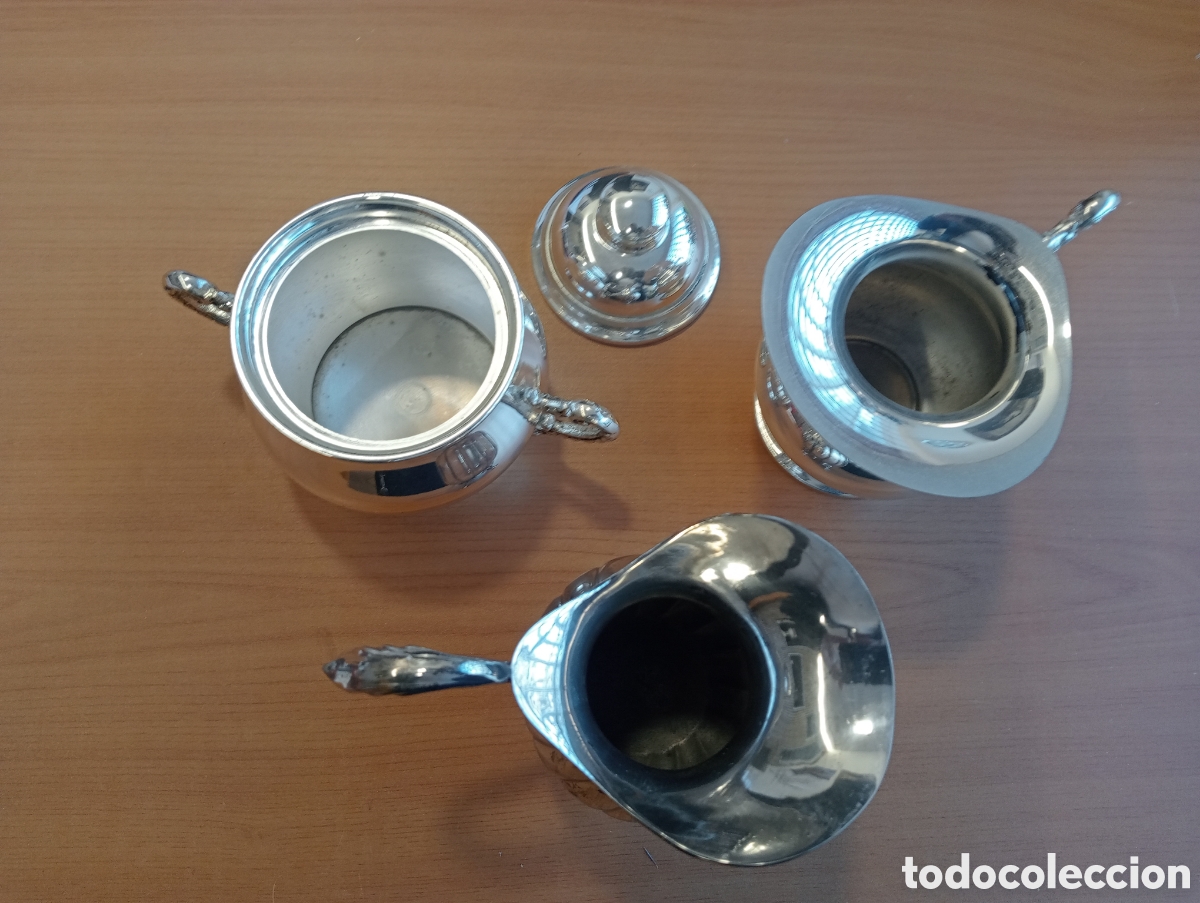 Antig&uuml;edades: Lote 3 piezas alpaca servicio de caf&eacute; o t&eacute;