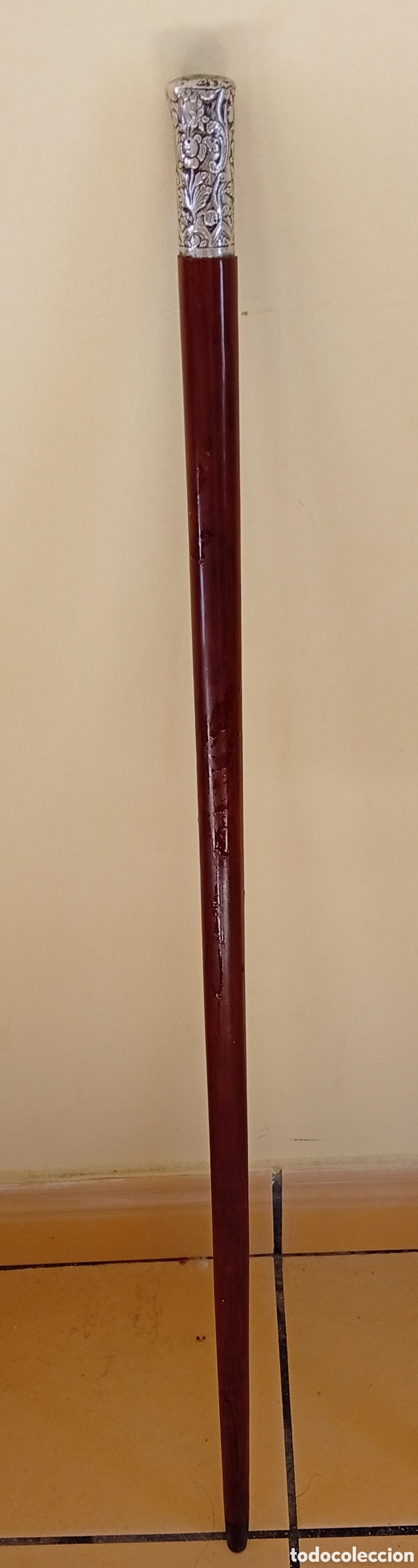 Antiquit&eacute;s: Antiguo precioso baston de colecci&oacute;n de Dandy madera exotica Malaca y Empu&ntilde;adura de plata