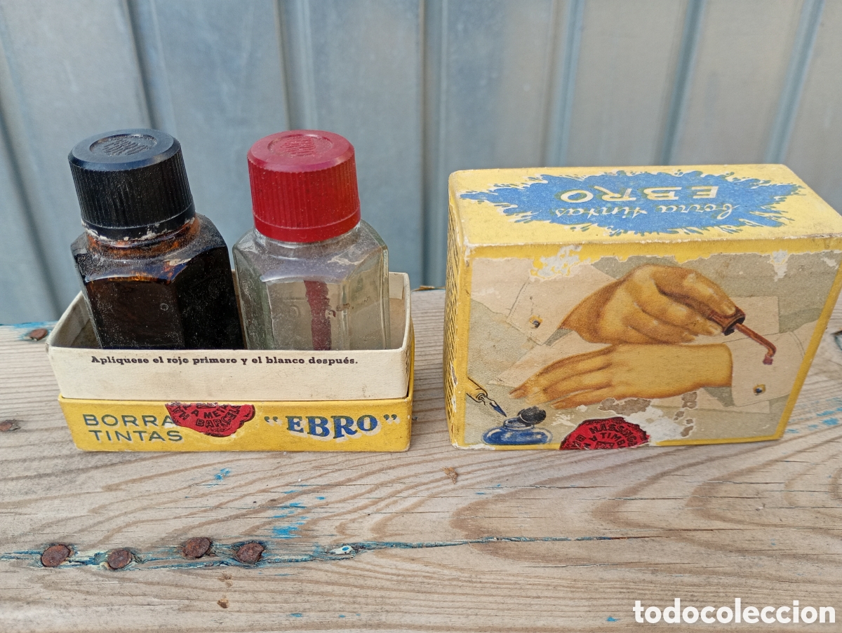 Antig&uuml;edades: Borra tintas ebro caja y botes
