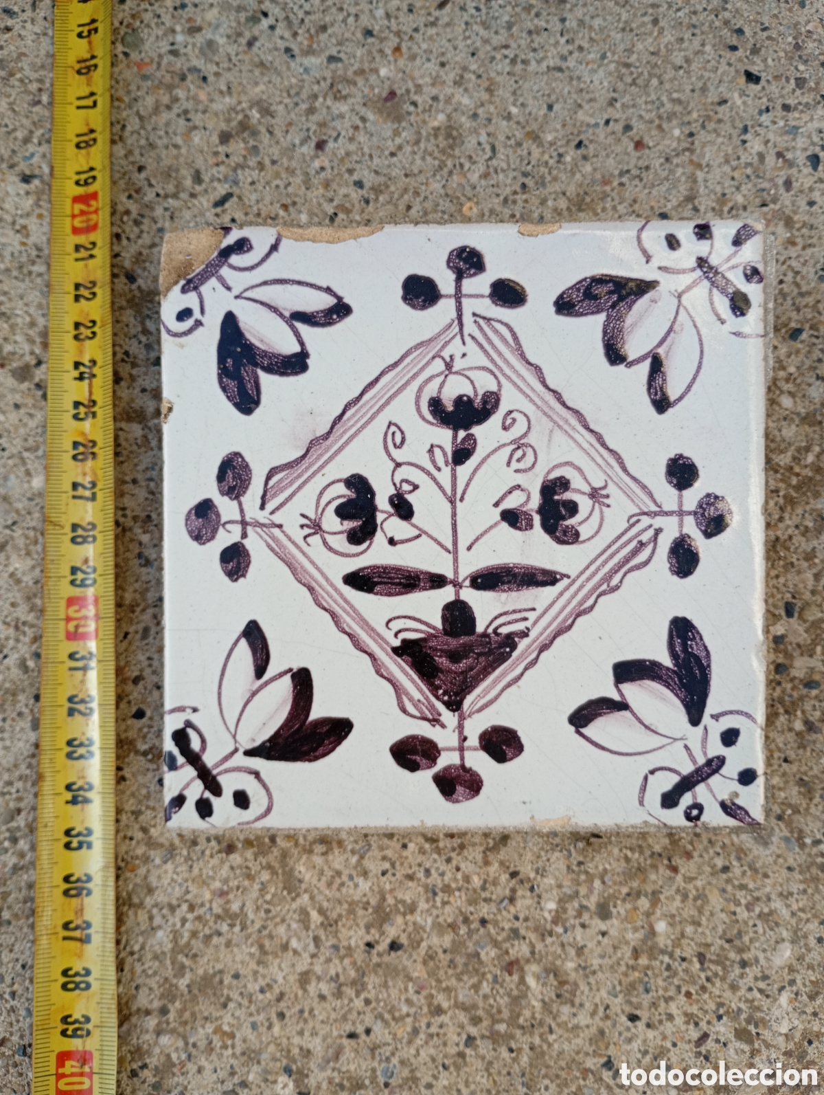 Antig&uuml;edades: Azulejo delft manganeso holanda original xix xviii