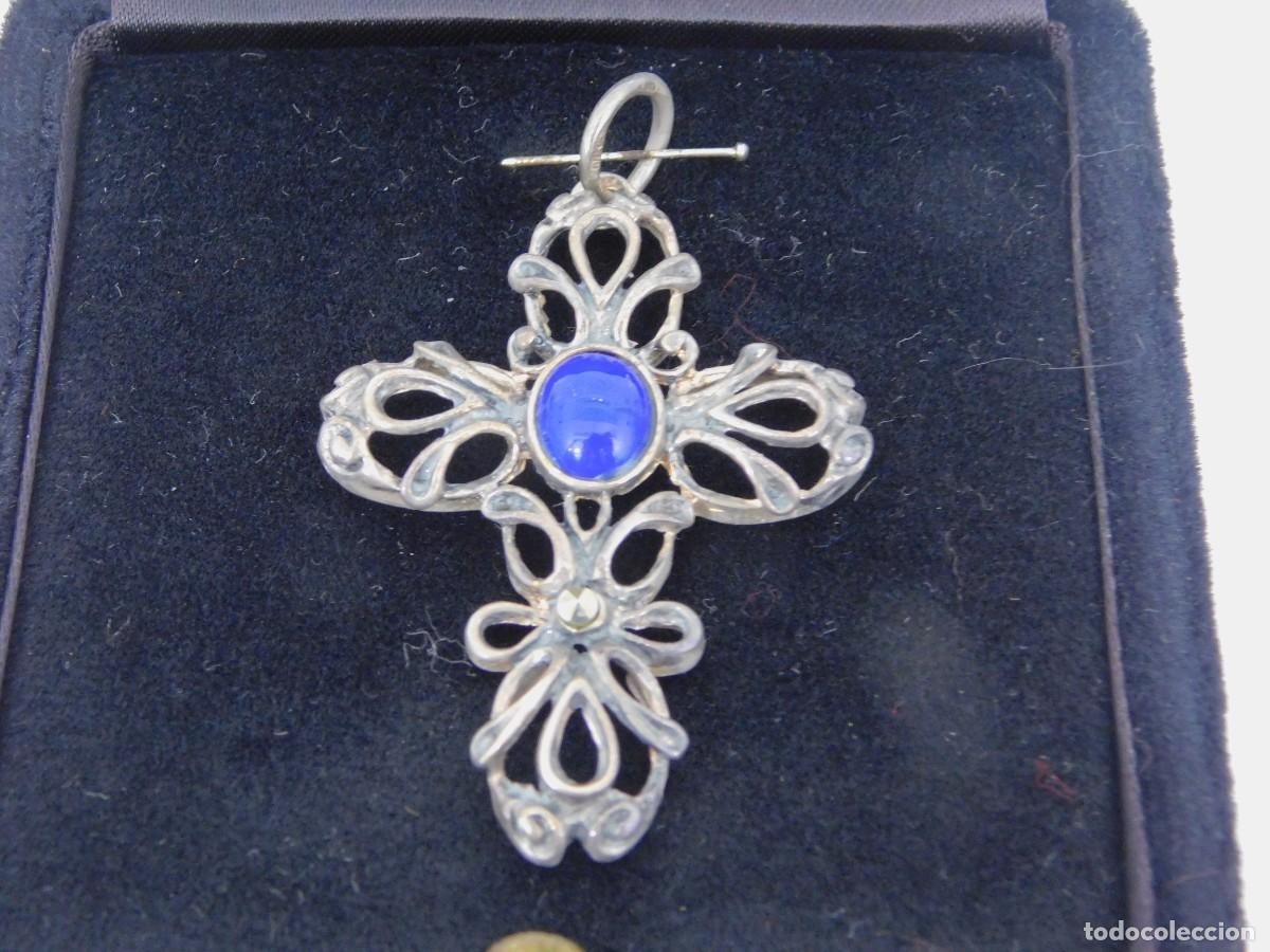 Antig&uuml;edades: CRUZ DE PLATA CON LAPISL&Aacute;ZULI - Foto 1