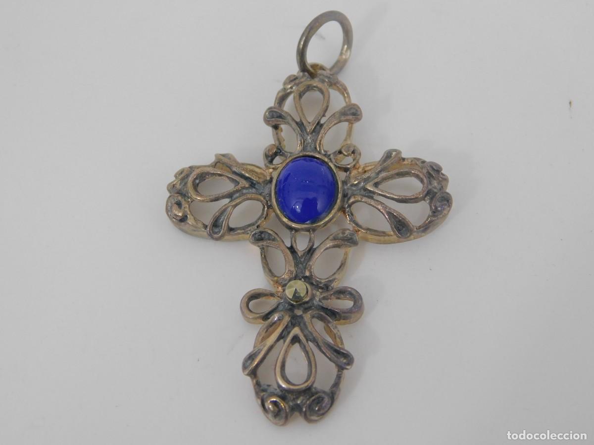 Antig&uuml;edades: CRUZ DE PLATA CON LAPISL&Aacute;ZULI - Foto 2