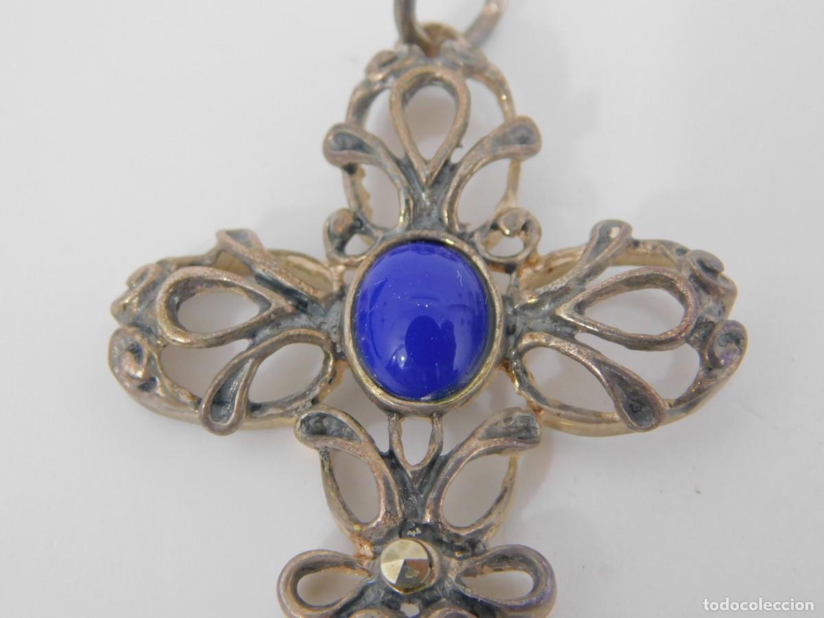 Antig&uuml;edades: CRUZ DE PLATA CON LAPISL&Aacute;ZULI - Foto 3
