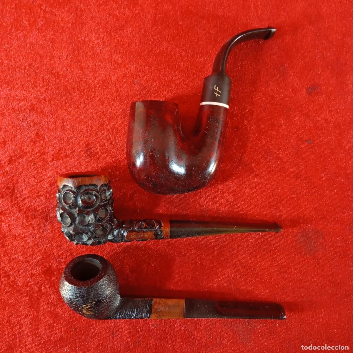 Antig&uuml;edades: COLECCI&Oacute;N DE 3 PIPAS ANTIGUAS - DE &Eacute;POCA - TALLADAS EN MADERA - DETALLES A MANO - SIGLO XX