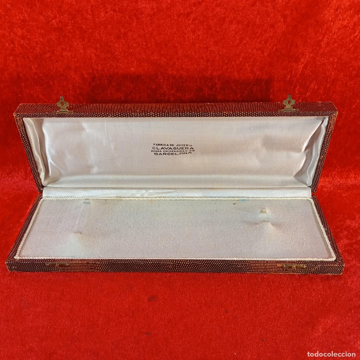 Antig&uuml;edades: ANTIGUA CAJA DE PRESENTACI&Oacute;N - VINTAGE - PARA JOYAS - FORRADA CON SAT&Eacute;N Y TERCIOPELO - 11,5 X 34 CM