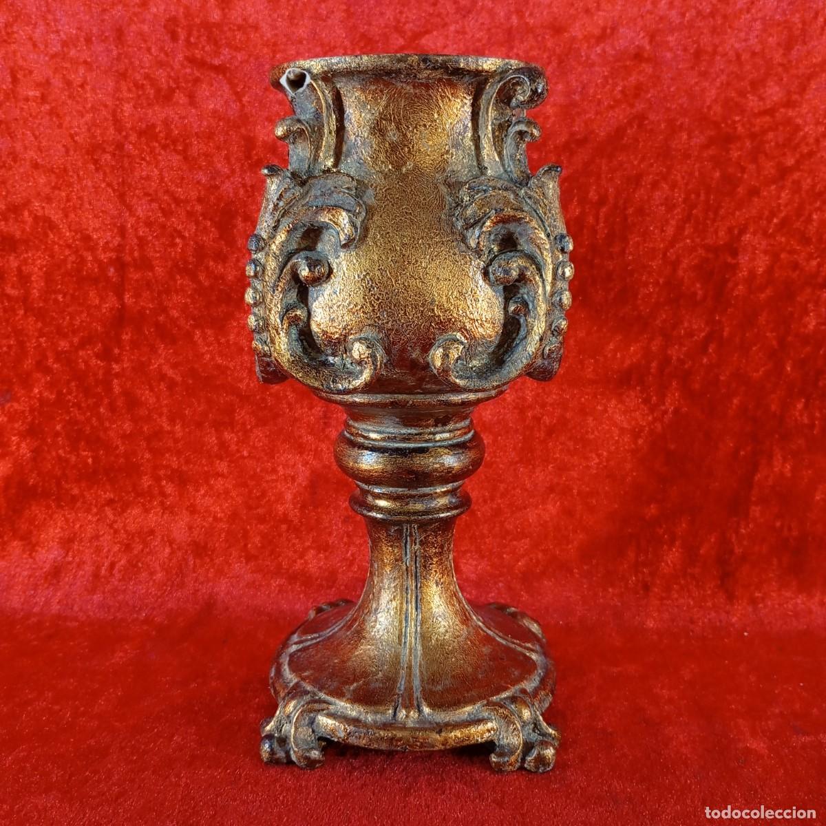 Antig&uuml;edades: ANTIGUO C&Aacute;LIZ CON PEDESTAL - ORNAMNETADO A MANO - ESTILO BARROCO - SIGLO XX - 23,5 CM DE ALTO