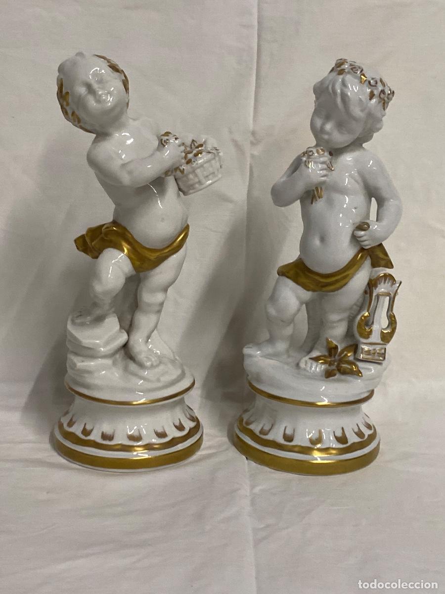 Oggetti Antichi: PAREJA DE PORCELANAS DE LA MARCA HISPANIA.