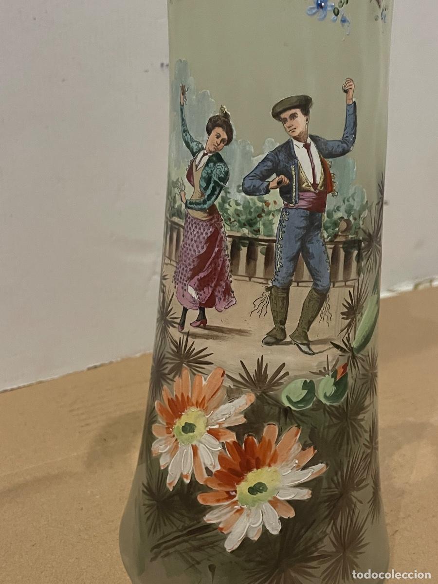 Antig&uuml;edades: ANTIGUA JARRA CRISTAL DE AGUA S.XIX - ESMALTADA , TEMA POPULARES ANDALUCES , BAILANDO Y DECORACI&Oacute;N F