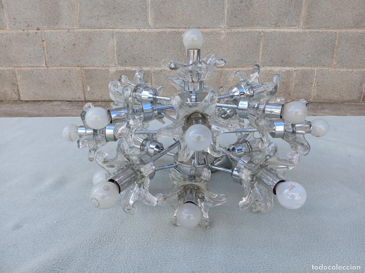 Antig&uuml;edades: L&aacute;mpara de techo antigua dise&ntilde;o Sputnik a&ntilde;os 70. L&aacute;mpara de ara&ntilde;a vintage cristal Murano Age Space. - Foto 3