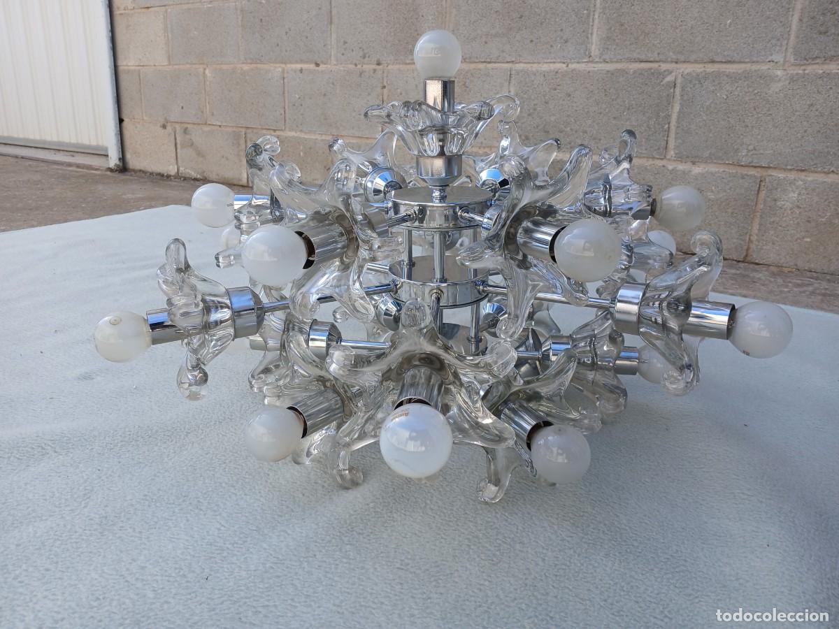 Antig&uuml;edades: L&aacute;mpara de techo antigua dise&ntilde;o Sputnik a&ntilde;os 70. L&aacute;mpara de ara&ntilde;a vintage cristal Murano Age Space. - Foto 6