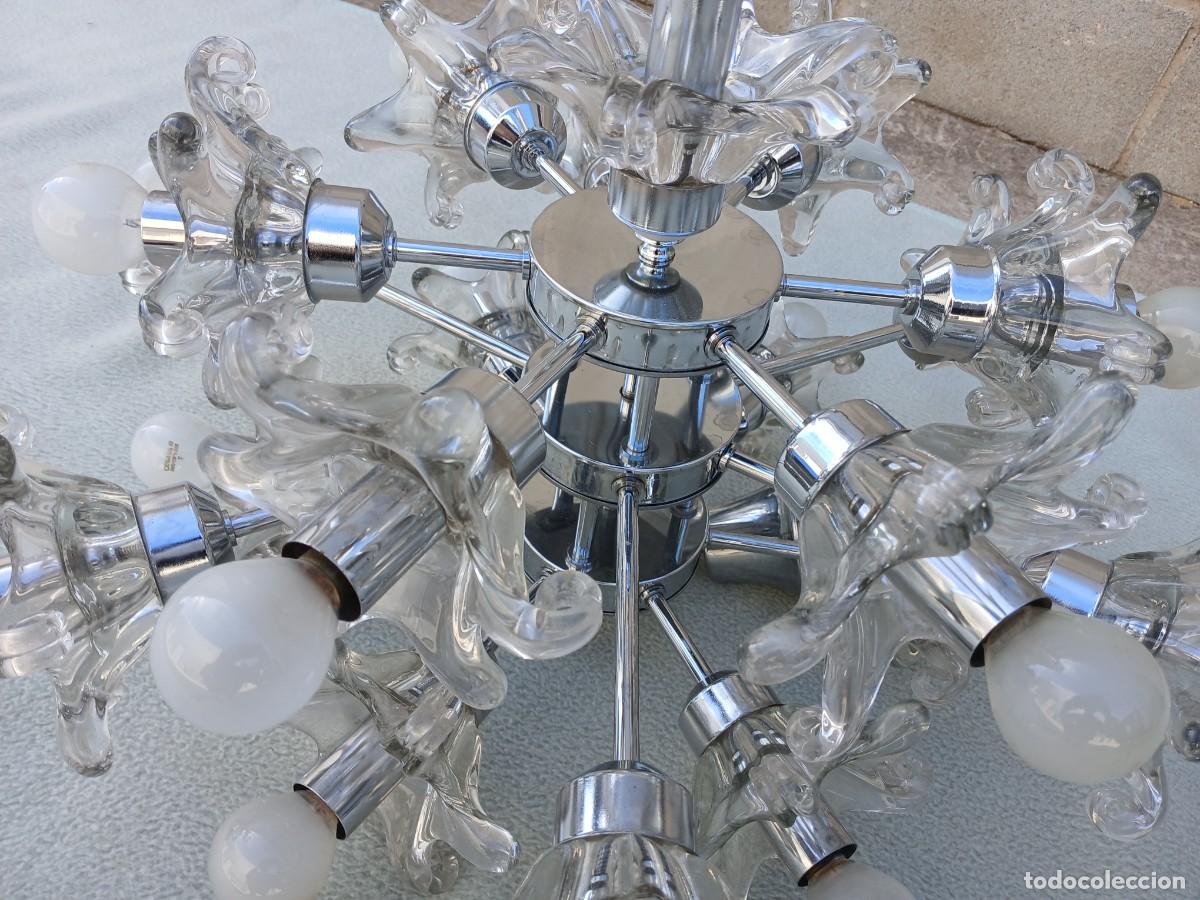 Antig&uuml;edades: L&aacute;mpara de techo antigua dise&ntilde;o Sputnik a&ntilde;os 70. L&aacute;mpara de ara&ntilde;a vintage cristal Murano Age Space. - Foto 8