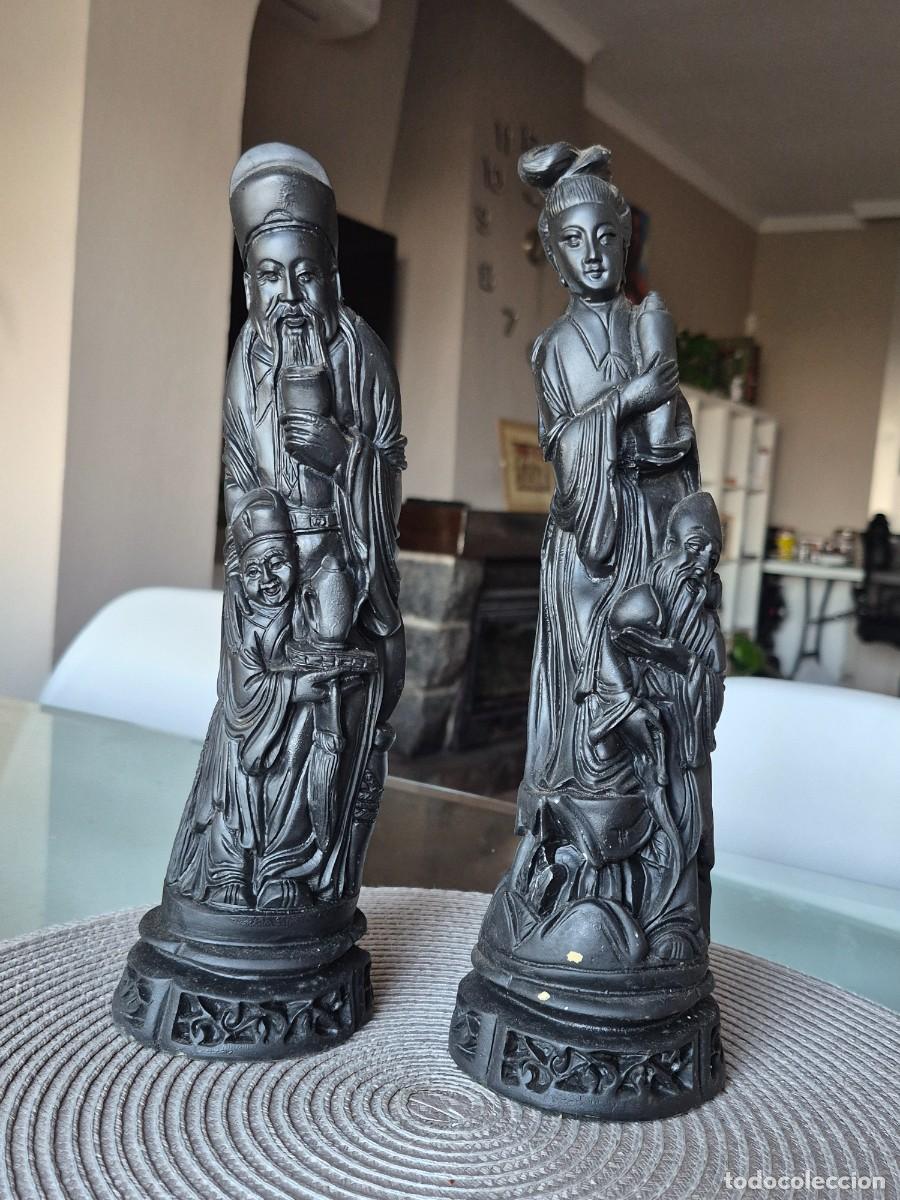 Antig&uuml;edades: Figuras resina Sabios inmortales arte oriental 30cm alto