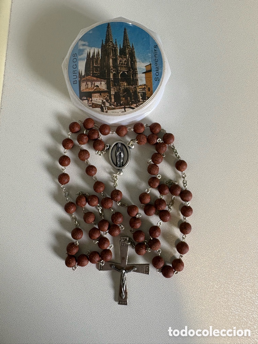 Antiguidades: Rs002-Rosario de P&eacute;talos de Rosa con Olor - Burgos - Artesan&iacute;a Carmelitas - Caja y Folleto Original