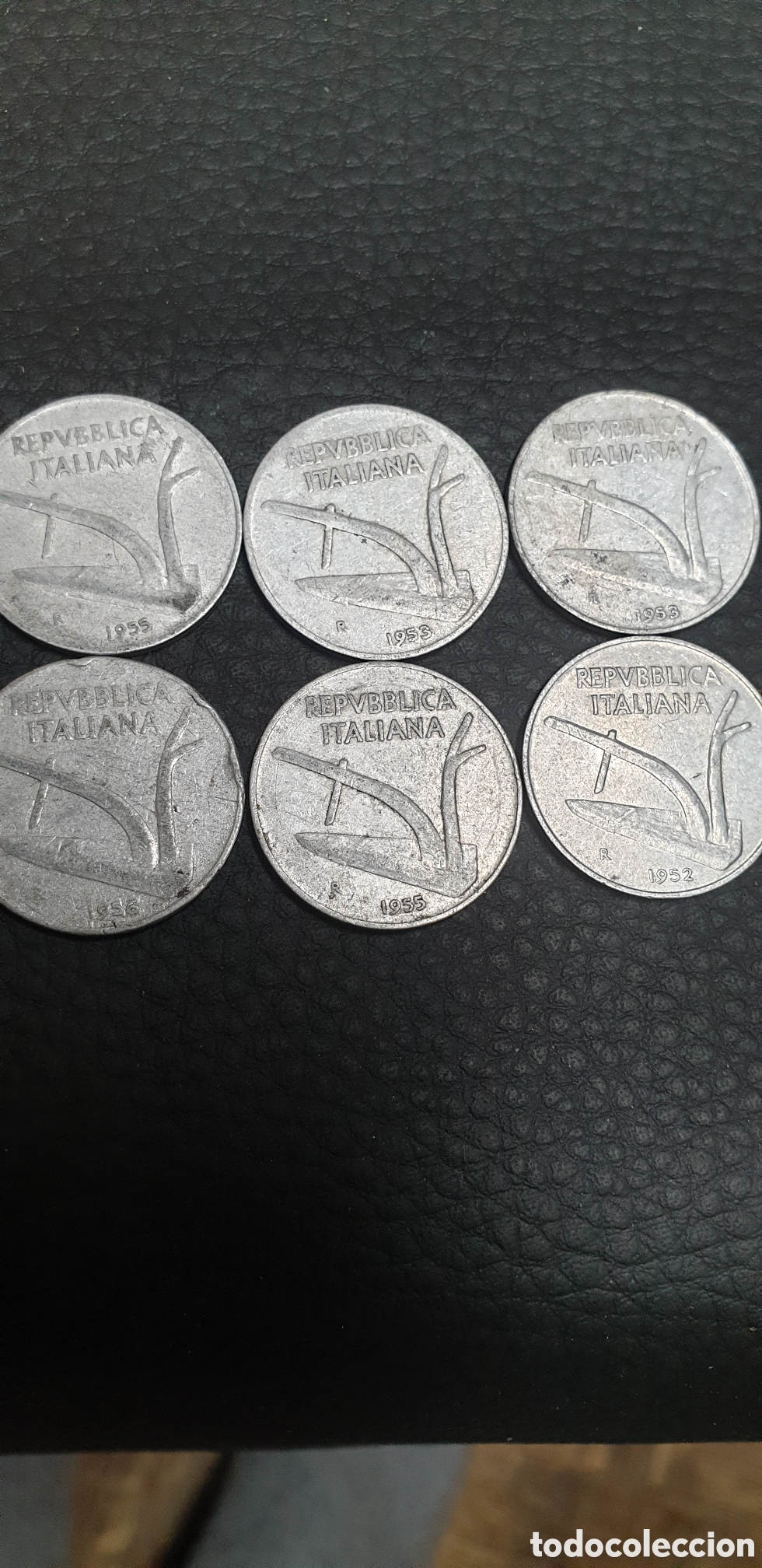 Antig&uuml;edades: monedas de la imagen son 10 liras italianas (serie conocida como 10 Lire Spiga) de aluminio