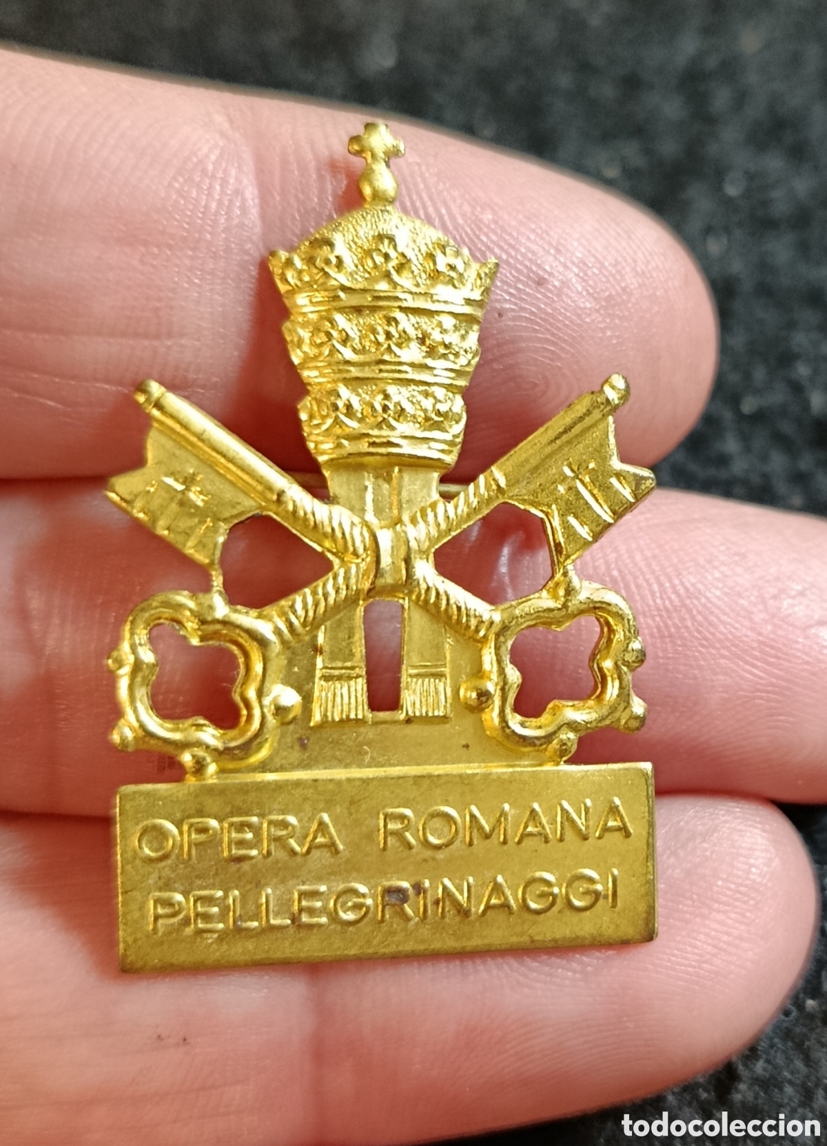 Antiquit&eacute;s: antiguo broche insignia obra romana de peregrinaciones vaticano