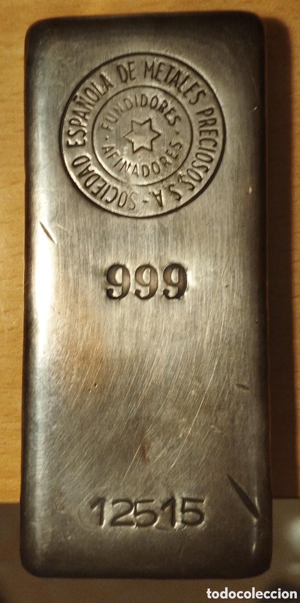 Antig&uuml;edades: Lingote Plata Fina .999 SEMPSA (500g) Vintage - A&ntilde;o 1985. Trofeo Hist&oacute;rico con P&aacute;tina Bicolor &Uacute;nica.