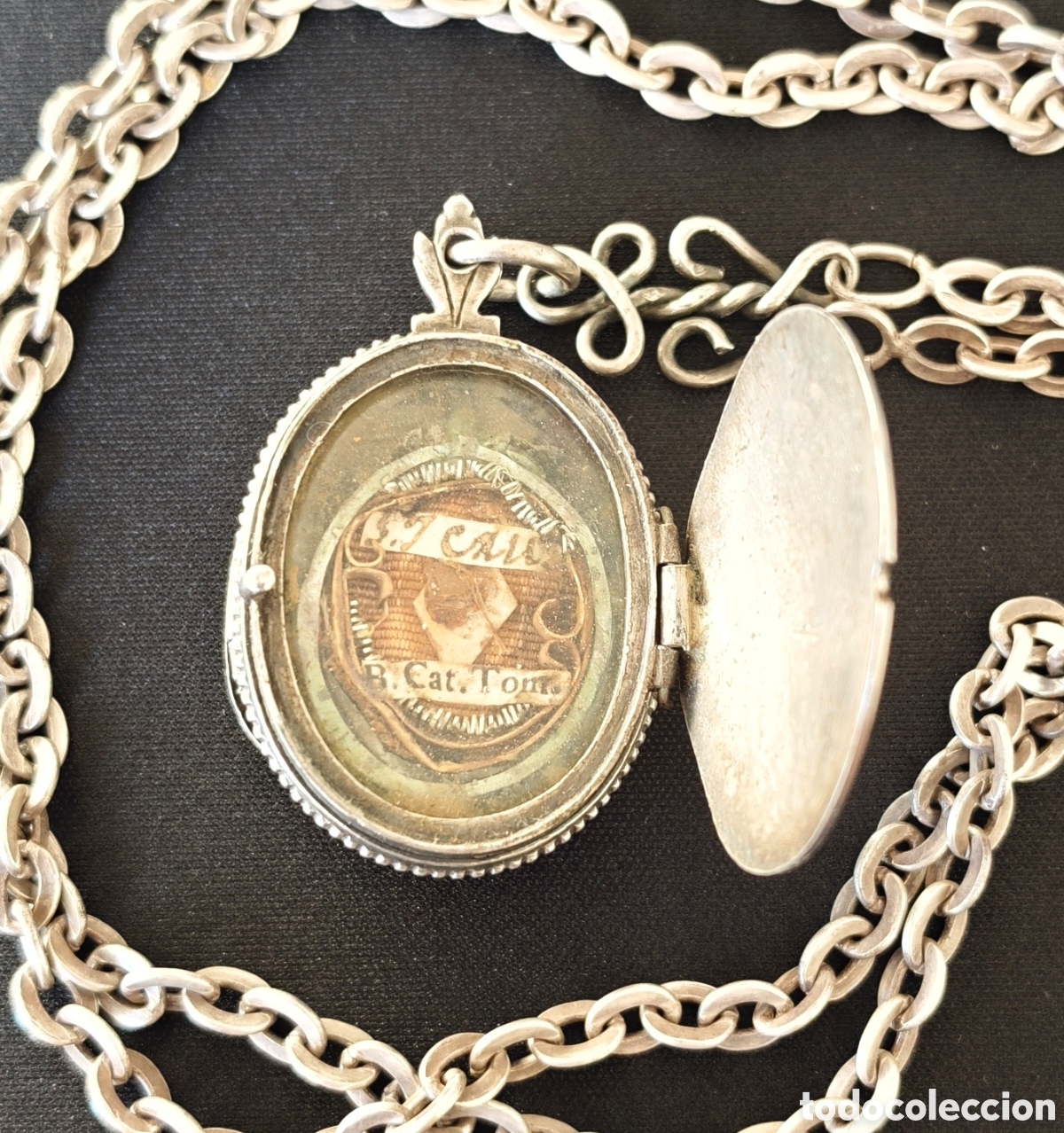 Antiquit&auml;ten: Beata Catalina Tom&aacute;s (1533-1578). Relicario. Reliquia. Plata. Siglo XVIII - XIX. Original. Mallorca.