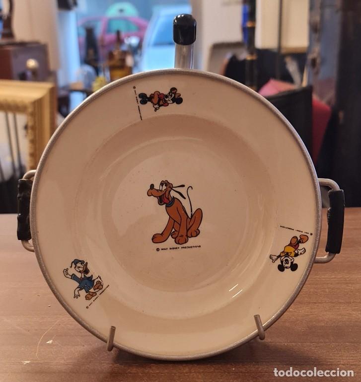 Antig&uuml;edades: Plato calefactor infantil Walt Disney Productions &ndash; Mickey, Minnie, Donald y Pluto