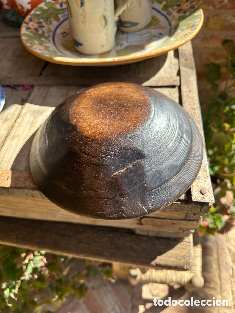 Antig&uuml;edades: Plato / Cuenco hondo de madera antiguo - Maragater&iacute;a (Le&oacute;n) arte pastoril