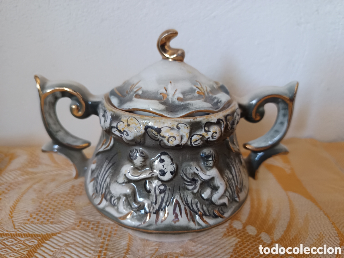 Antiques: Azucarero de cer&aacute;mica Portugal firmado Fivarivas