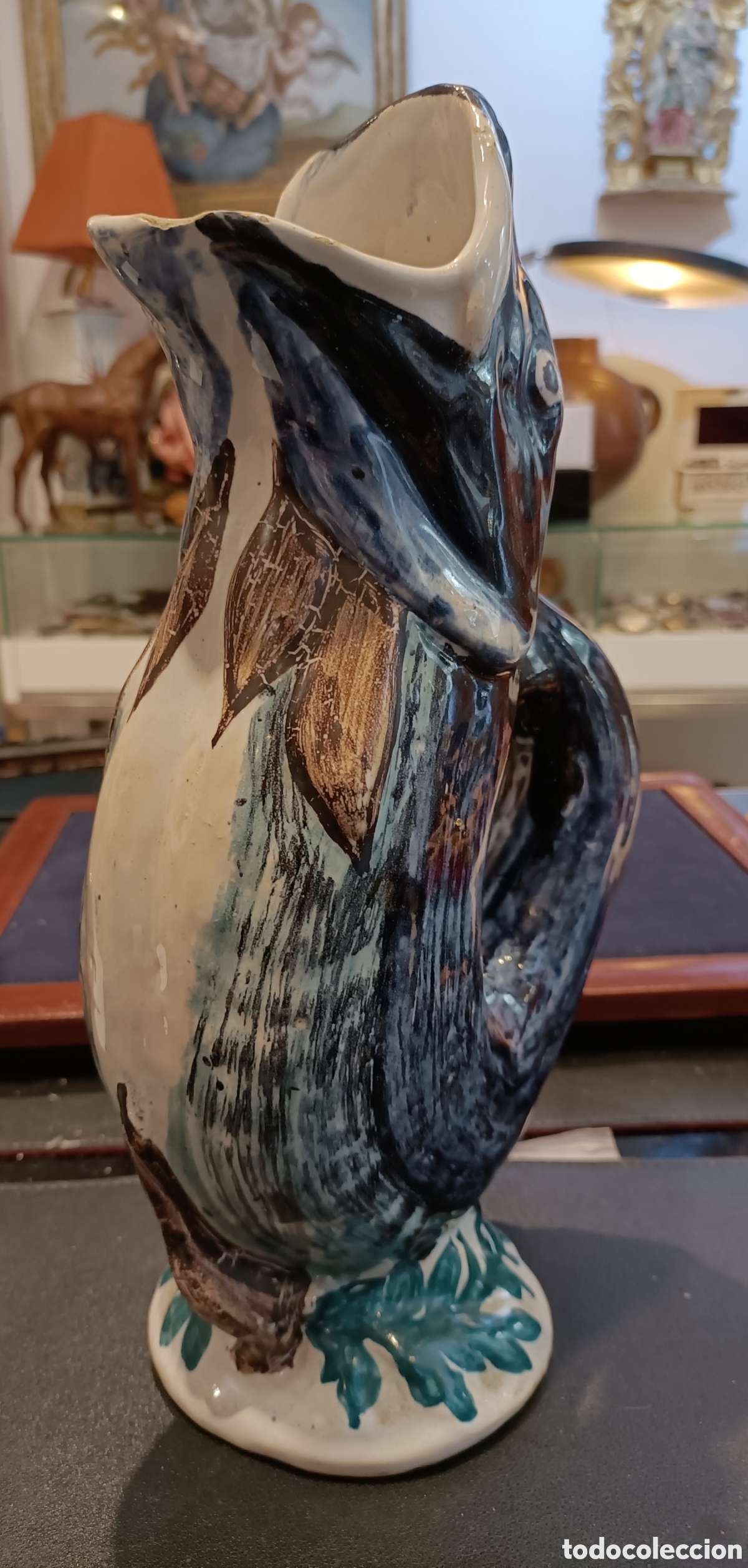 Antig&uuml;edades: Jarra de may&oacute;lica en forma de pez. - Foto 7