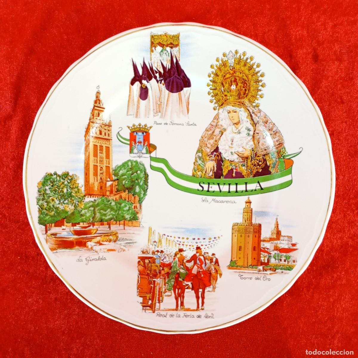 Antig&uuml;edades: PLATO DECORATIVO DE CER&Aacute;MICA - SEVILLA, ESPA&Ntilde;A - SOUVENIR - 24 CM DE DIAMETRO